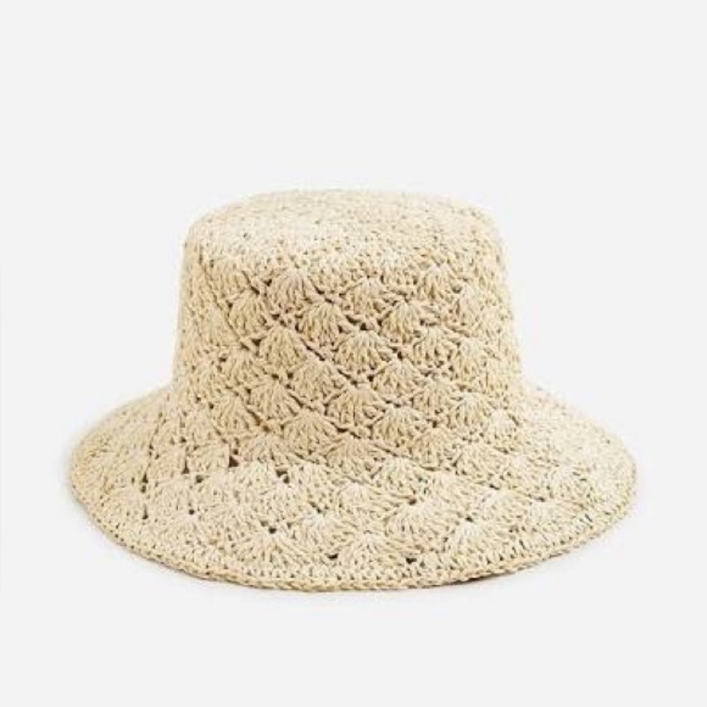 J Crew Crochet-weave faux-raffia bucket hat - Picture 3 of 5
